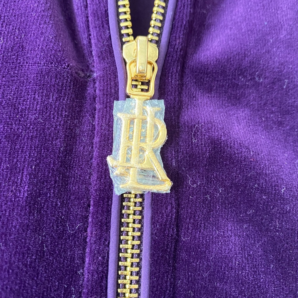 New without tag Ralph Lauren velour deep purple with gold zip up jacket - Picture 2 of 6
